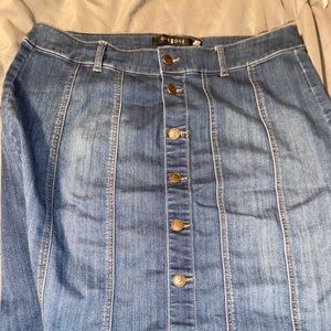button down blue jean skirt!